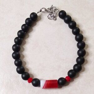 Red & Black Beaded Stone Bracelet fits 8-8.5" ~ Bold - Boss Babe - Power Colors